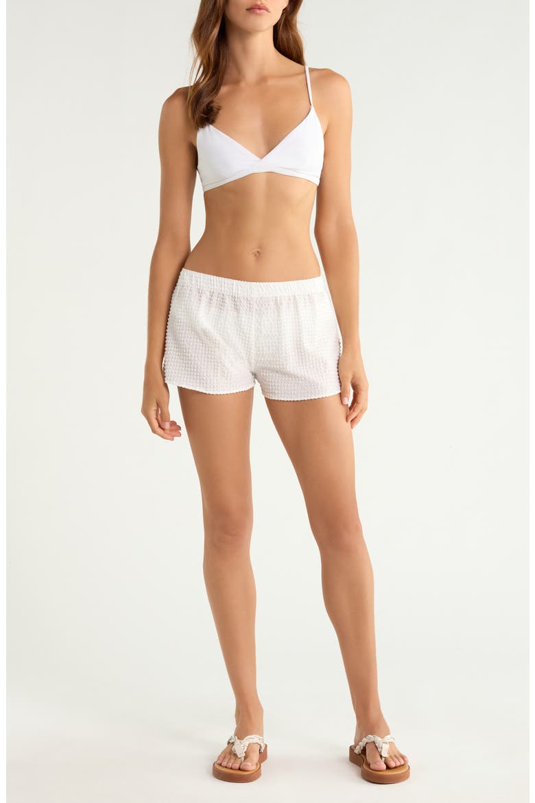 Seersucker Minishorts, Main, color, WHITE