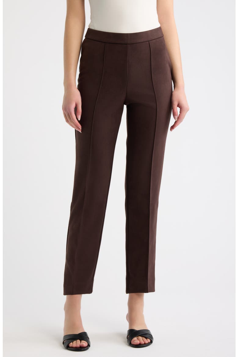 Faux Suede Ankle Pants, Main, color, CHOCOLATE BROWN