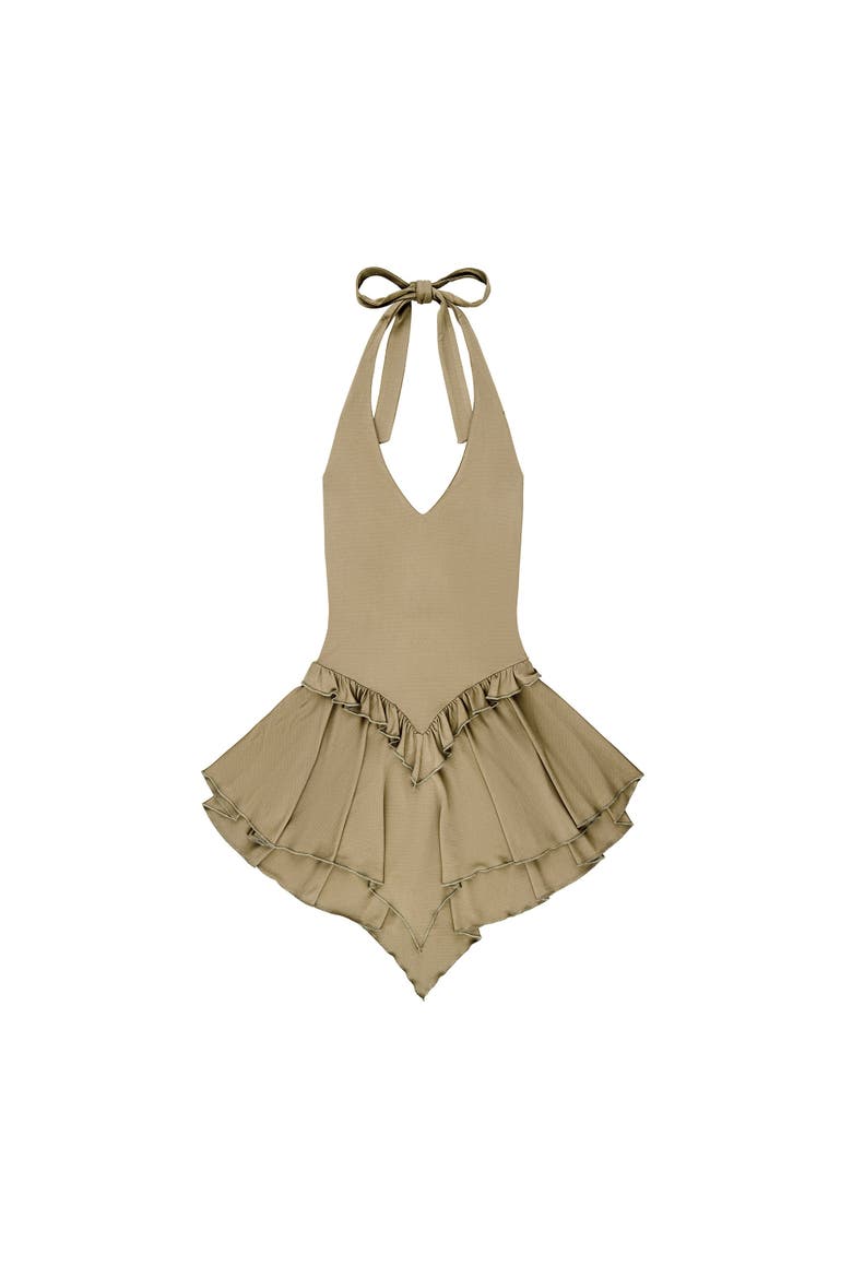 Sirene Halter Dress, Alternate, color, Seaweed