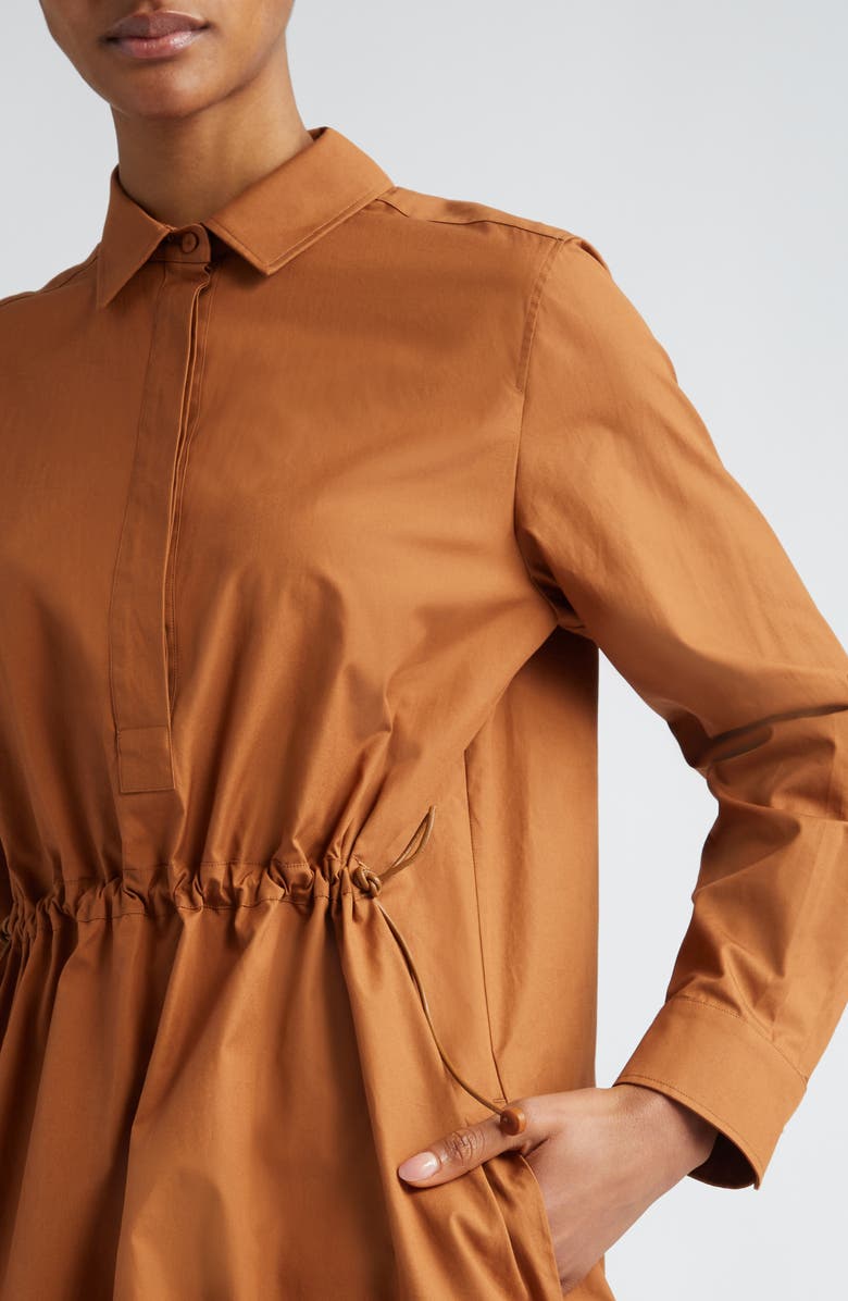 Max Mara Juanita Cinch Waist Long Sleeve Poplin Shirtdress, Alternate, color, 
