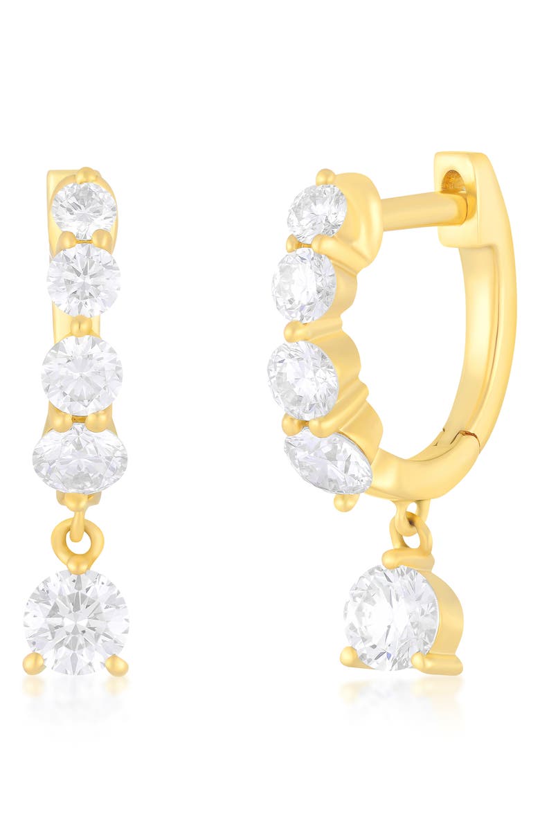 EF Collection Graduated Diamond Huggie Hoop Earrings, Main, color, Gold