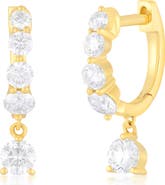 EF Collection Graduated Diamond Huggie Hoop Earrings