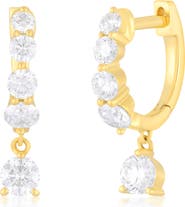 EF Collection Graduated Diamond Huggie Hoop Earrings