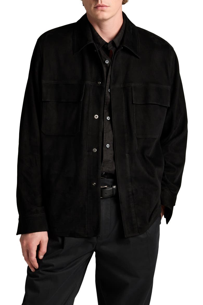 Suede Shirt Jacket, Main, color, BLACK