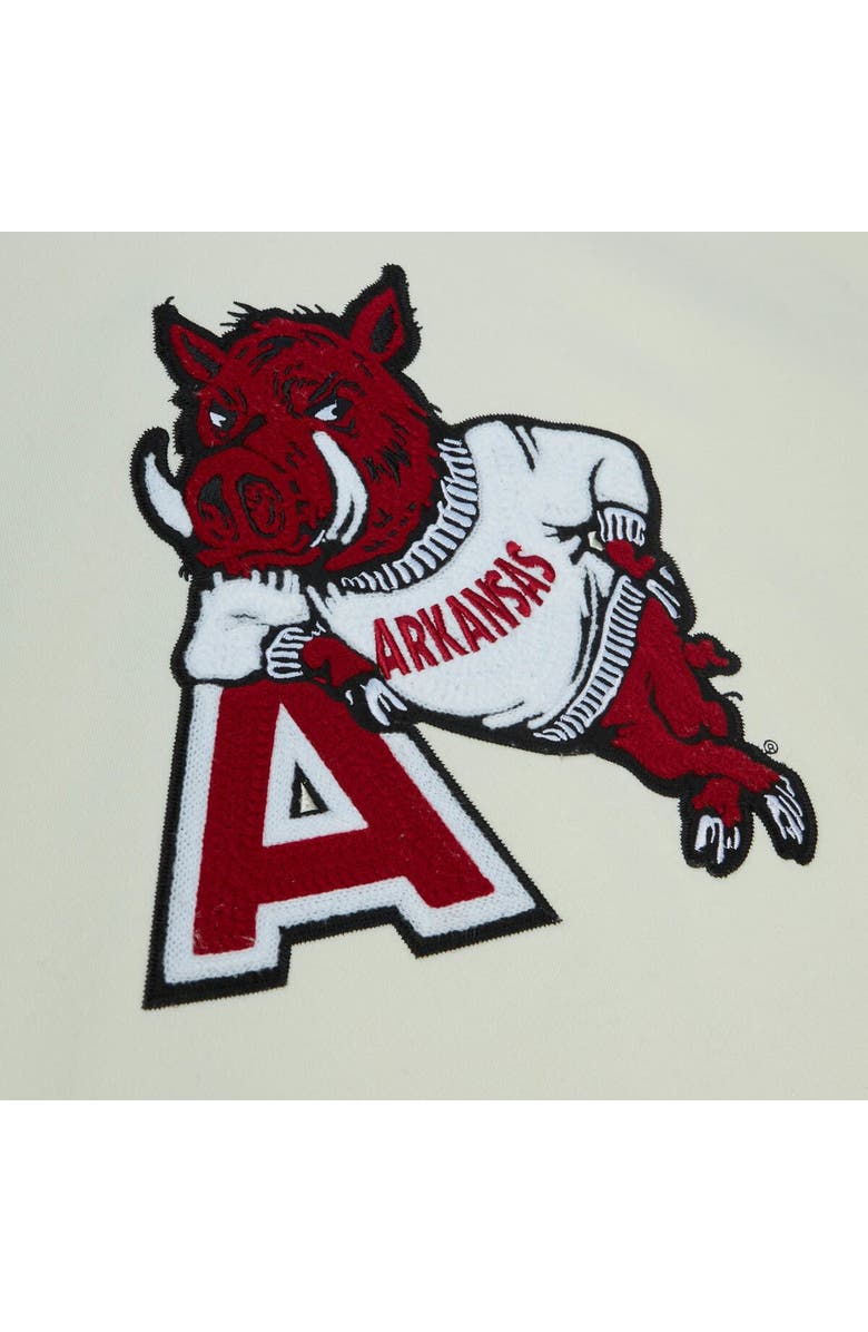 Mitchell & Ness Men's Mitchell & Ness Cream Arkansas Razorbacks Chainstitch Logo Pullover Hoodie, Alternate, color,