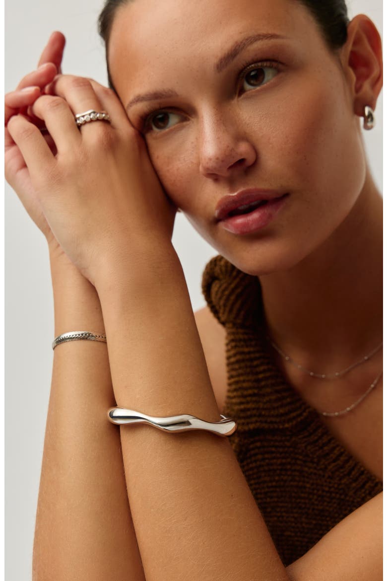 x Eny Lee Parker Puffy Open Cuff Bracelet, Alternate, color, SILVER
