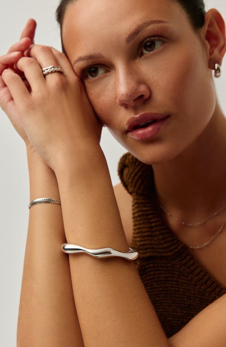 Missoma x Eny Lee Parker Puffy Open Cuff Bracelet, Alternate, color, Silver