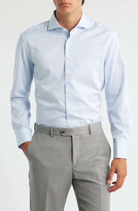 Stripe Non-Iron Cotton Twill Dress Shirt