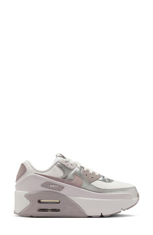Nike Air Max 90 Lv8 Platform Sneaker In White/grey/vast Grey