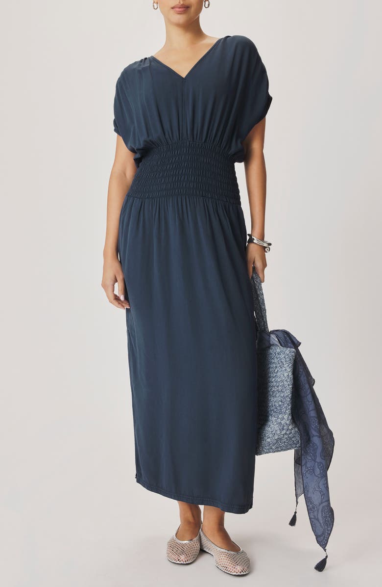 Splendid Marissa Smock Waist Maxi Dress, Main, color, Mood Indigo Blue