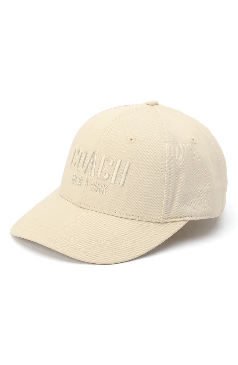 COACH Embroidered Cotton Canvas Baseball Cap, Main, color, Steam