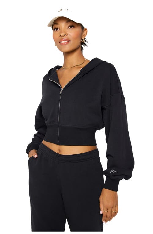 Fabletics Year Round Terry Cropped Full-zip Hoodie In Black