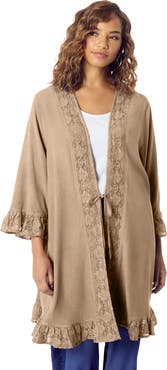 Roaman's Ruffle Trimmed Acid Wash Wrap