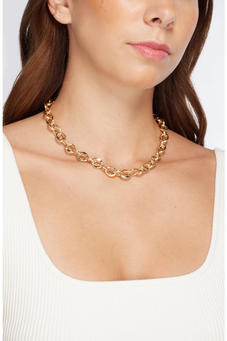 Flat Chain Necklace, Alternate, color, GOLD