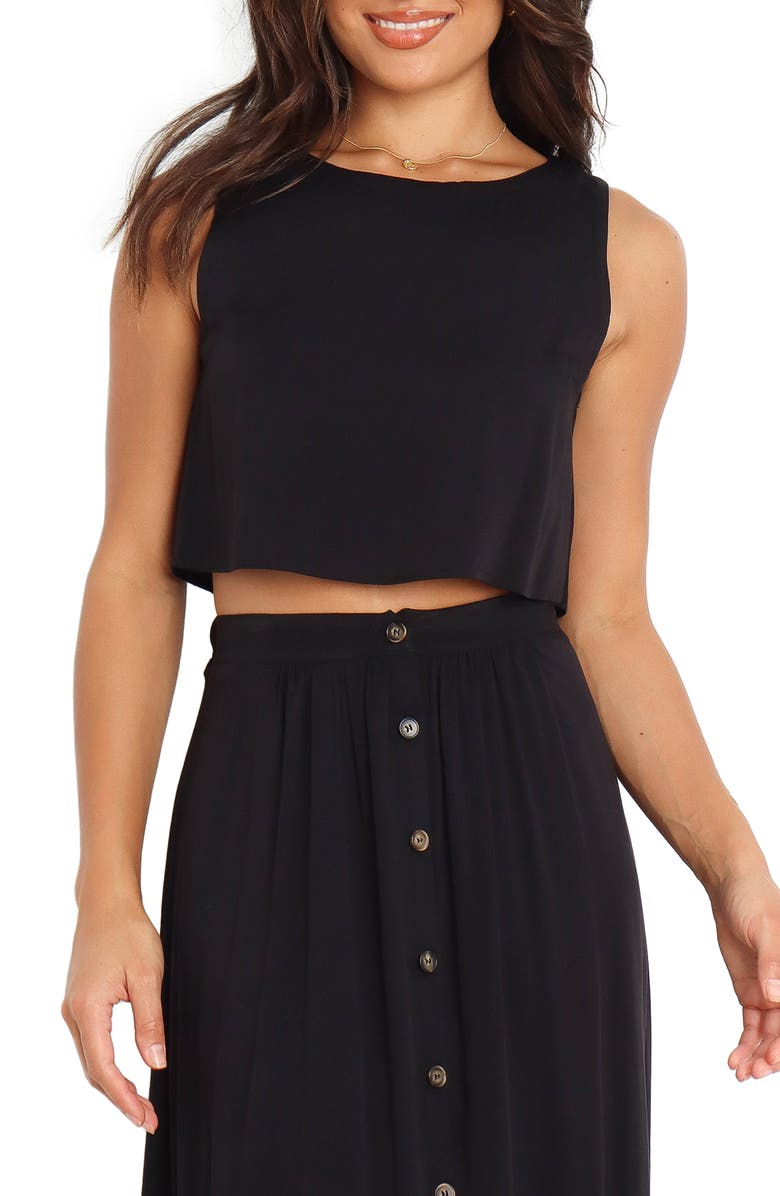Petal & Pup Sutton Sleeveless Crop Top, Main, color, Black