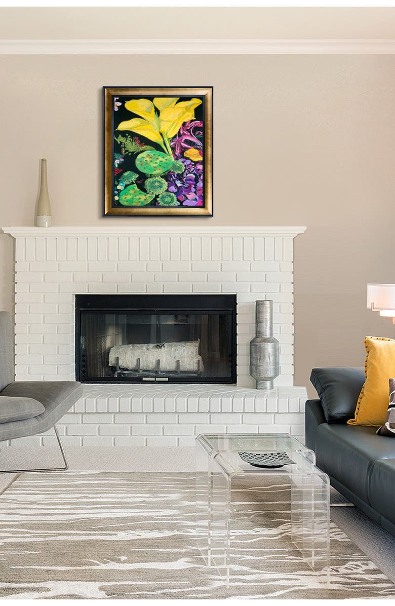 OVERSTOCK ART Yellow Cala with Gold Luminoso and Black Custom Stacked Frame, Alternate, color, 