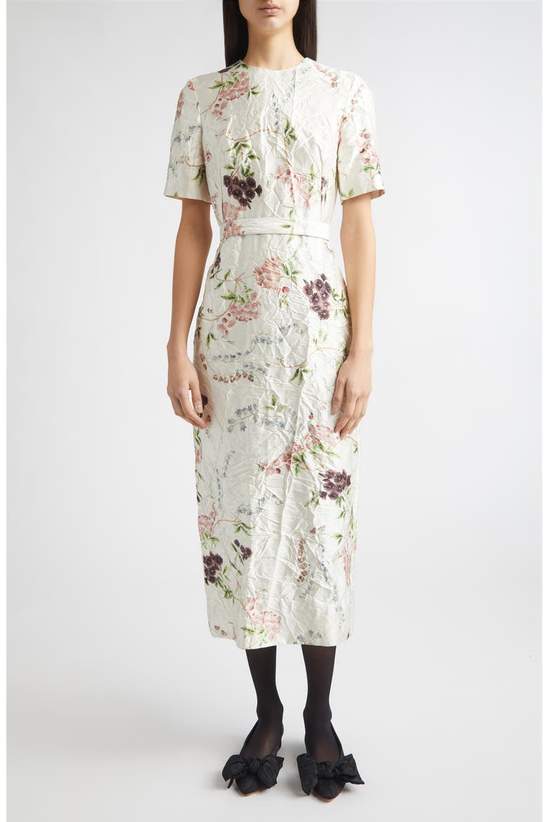 floral midi pencil dress Buy Sosandar Blue Floral Print Ruched Waist Faux Wrap Pencil Dress from Next USA