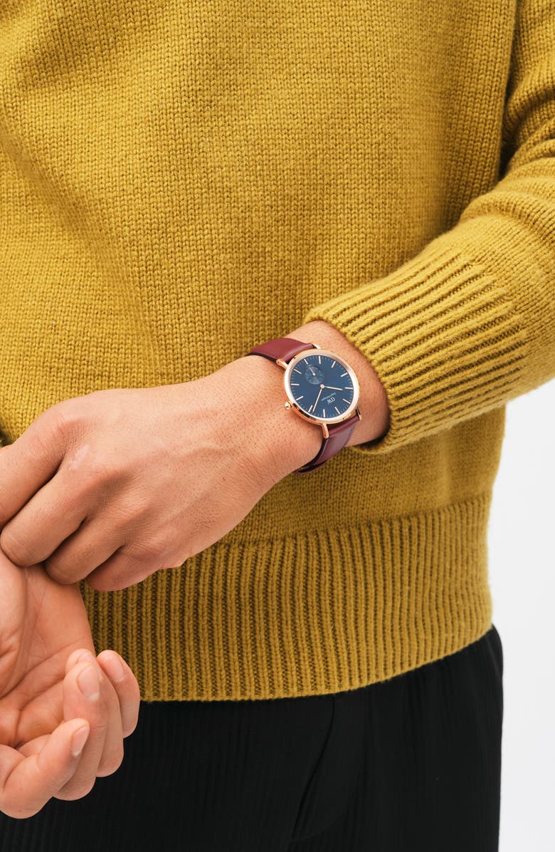 Daniel Wellington Classic Multi Eye Leather Strap Watch, 40mm, Alternate, color, Rose Gold