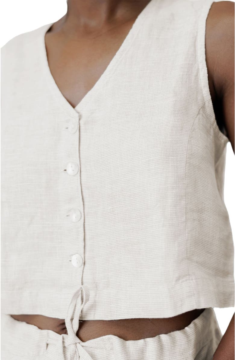 Reistor Cropped vest shirt, Alternate, color, Linen Check White