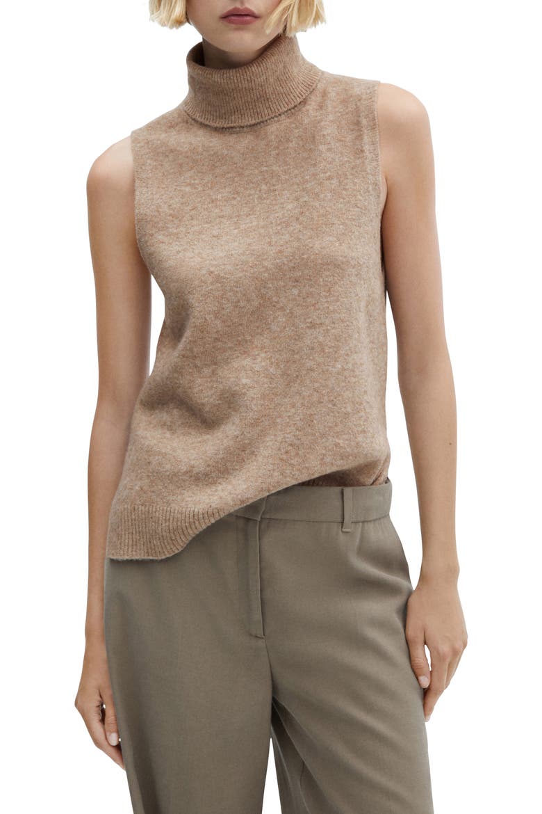 Sleeveless Turtleneck Sweater, Main, color, MEDIUM BROWN