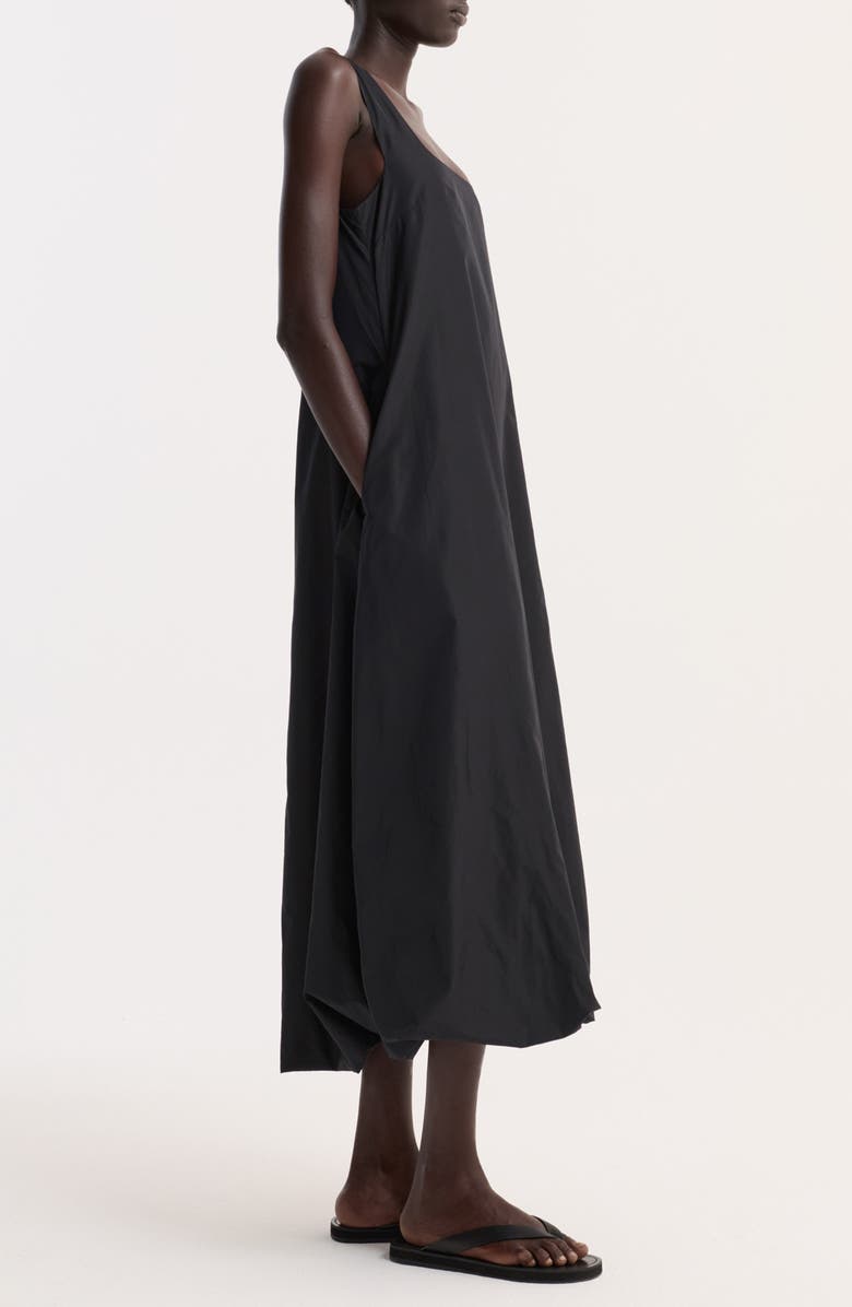 Róhe Balloon Hem Technical Taffeta Midi Dress, Alternate, color, Black