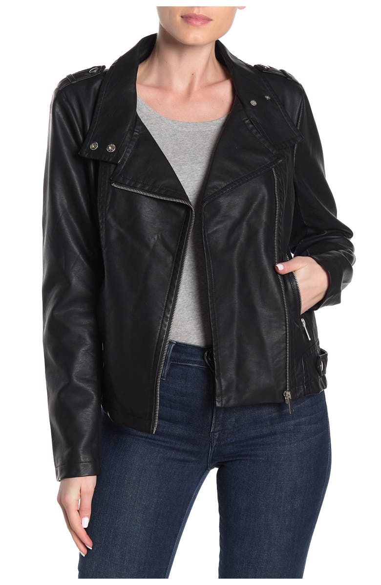 Sebby Asymmetrical Faux Leather Moto Jacket, Main, color, 