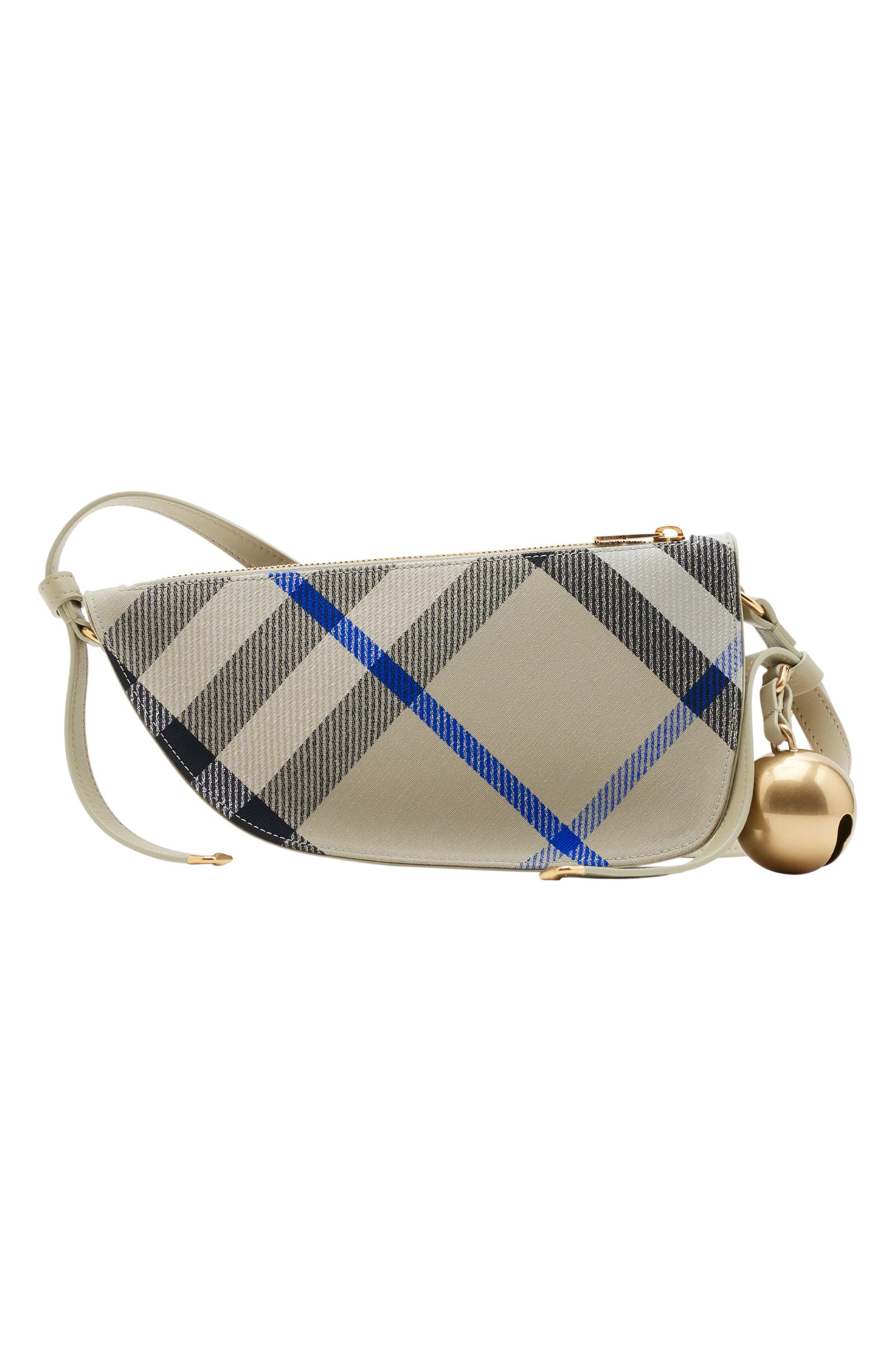 Burberry Mini Shield Check Jacquard Sling Bag, Alternate, color, 