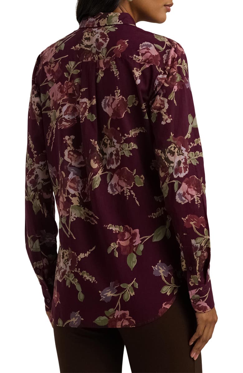 Lauren Ralph Lauren Classic Fit Floral Cotton Voile Button-Up Shirt, Alternate, color, Burgundy Multi