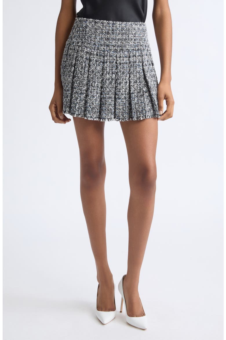 Emilie Pleated Miniskirt, Main, color, BLACK/ OFF WHITE