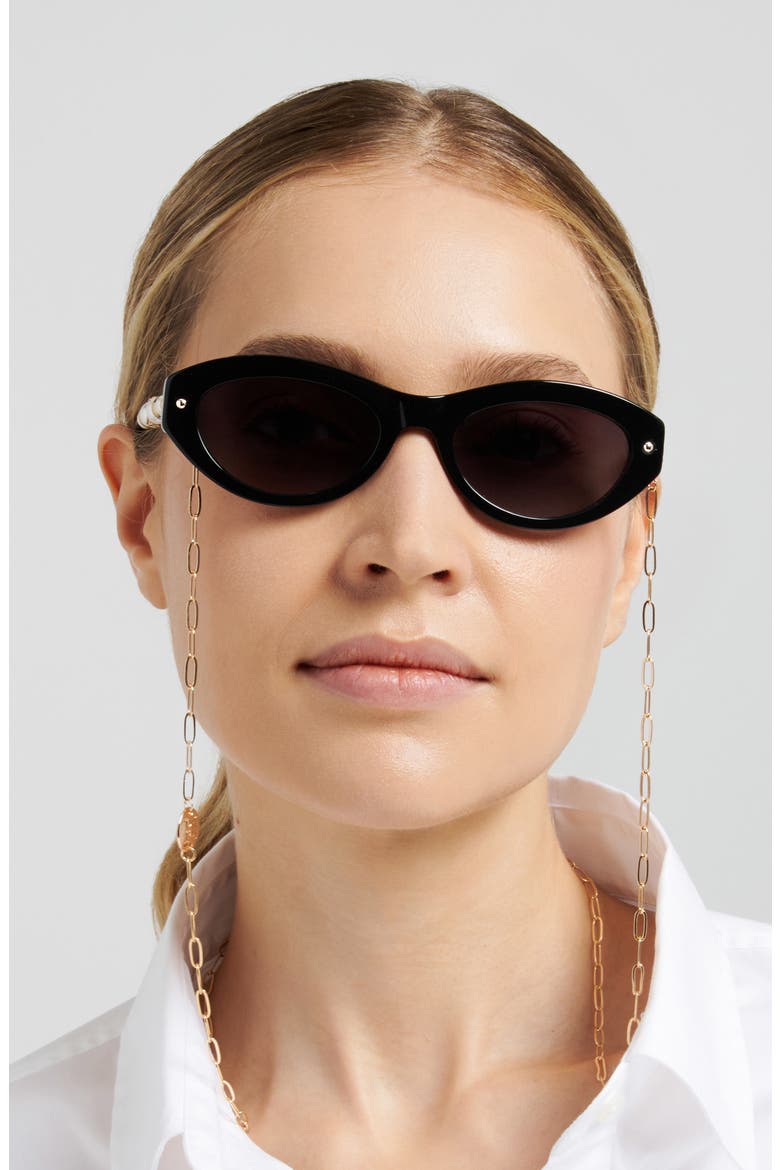 HER 0406/S 52mm Cat Eye Sunglasses, Alternate, color, BLACK/ DARK GREY SF