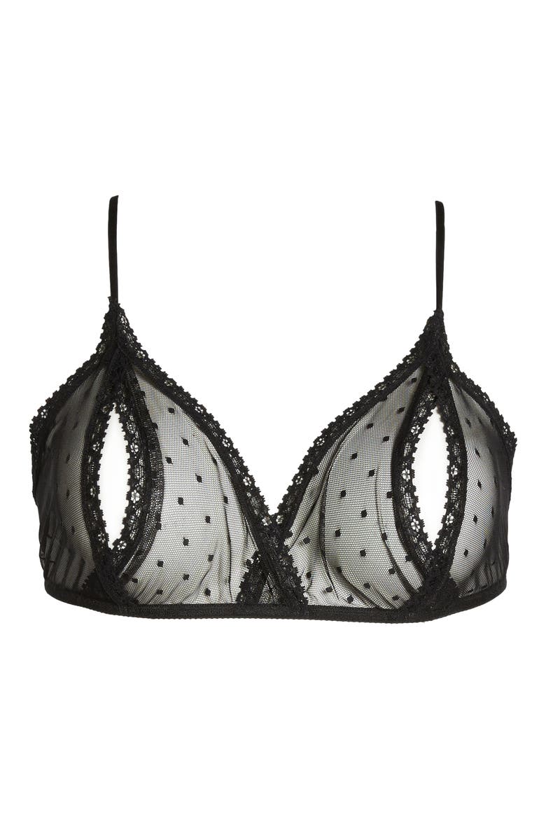 'Coucou Lola' Sheer Bralette, Alternate, color, BLACK
