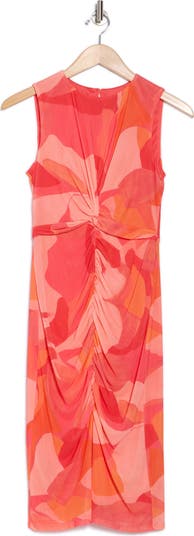 Sleeveless Ruched Mesh Body-Con Dress