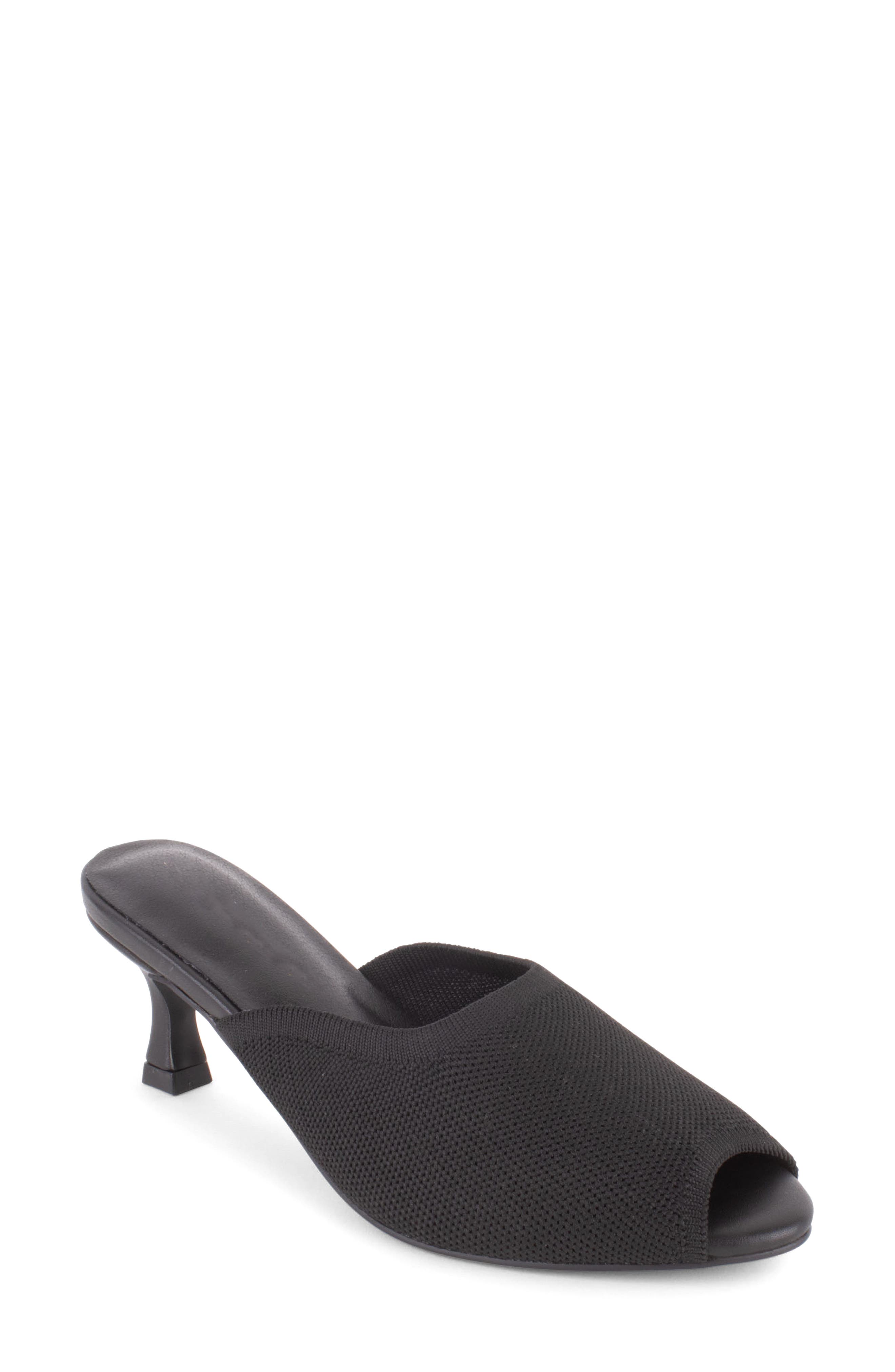 Tahari Maui Peep Toe Kitten Heel Slide Sandal, Main, color, Black