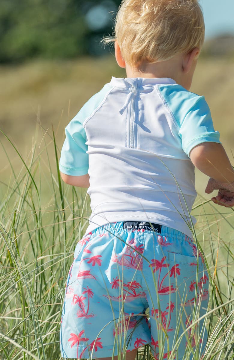 Snapper Rock Kids' Lighthouse Island Two-Piece Rashguard Swimsuit, Alternate, color, Blue