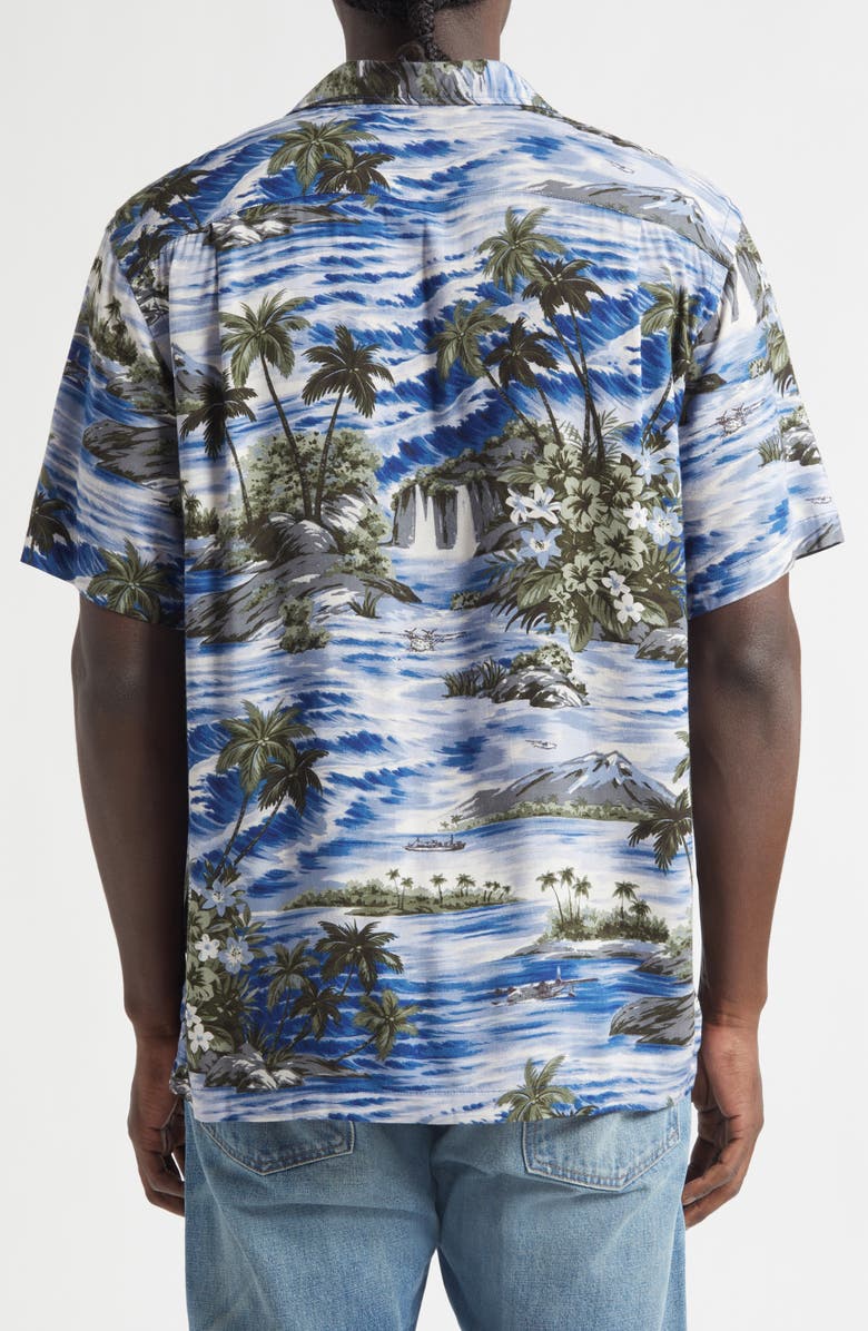 Double RL Tropical Print Camp Shirt, Alternate, color, Blue Multi