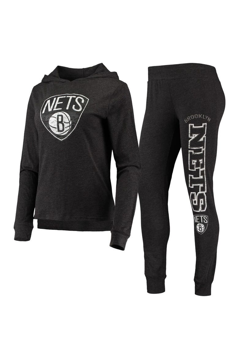 Women's Concepts Sport Black Brooklyn Nets Hoodie & Pants Sleep Set, Main, color, Black
