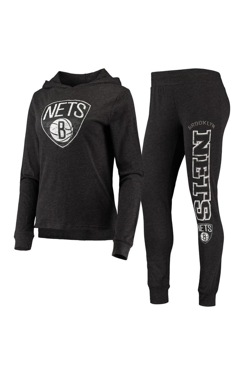 CONCEPTS SPORT Women's Concepts Sport Black Brooklyn Nets Hoodie & Pants Sleep Set, Main, color, Black