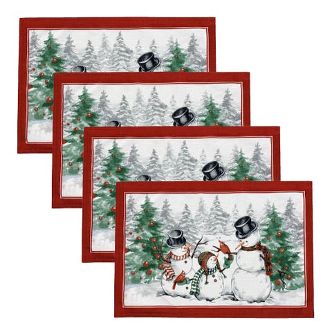 Snowman Winterland Holiday Snowflake Placemat Set Of 4
