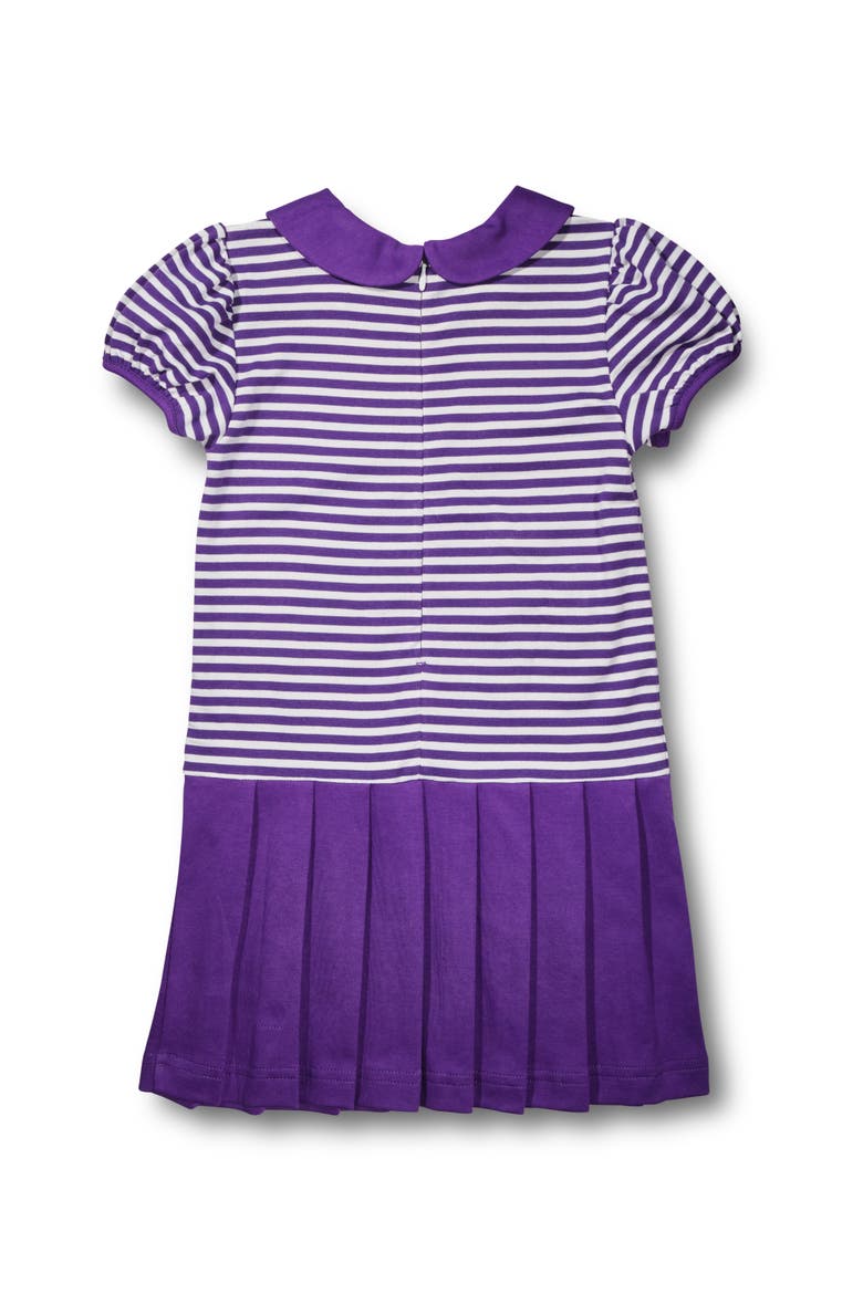 Stripe Knit Pleated Dress With Flowers, Alternate, color, Purple