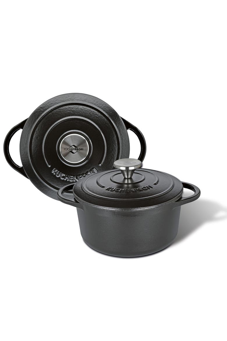 Provence Enameled Cast Iron Round Dutch Oven, 11" dia., 7 qt, Alternate, color, Classic Black