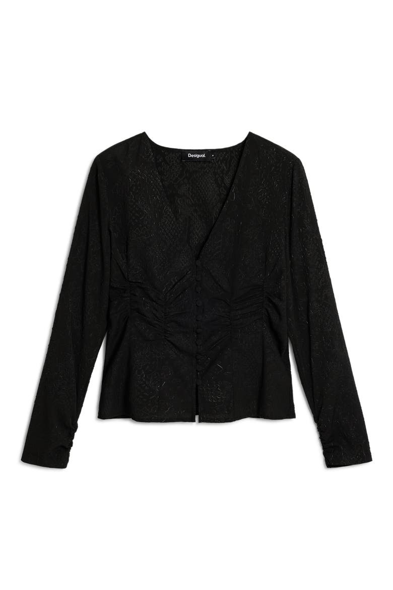 Ruched Top, Alternate, color, BLACK