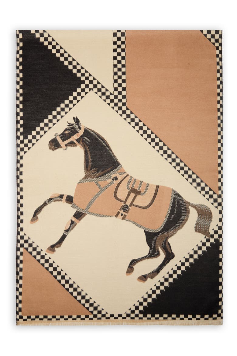 Galloping Horse Scarf, Alternate, color, BROWN