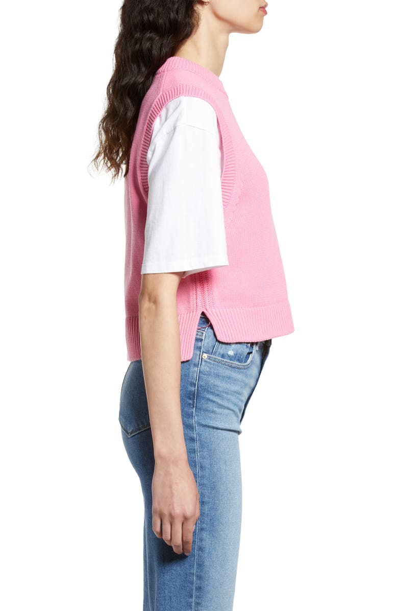 French Connection Cotton Sweater Vest, Alternate, color, Aurora Pink