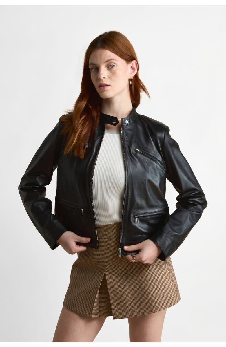 FURNIQ UK Blair Leather Jacket, Main, color, Black