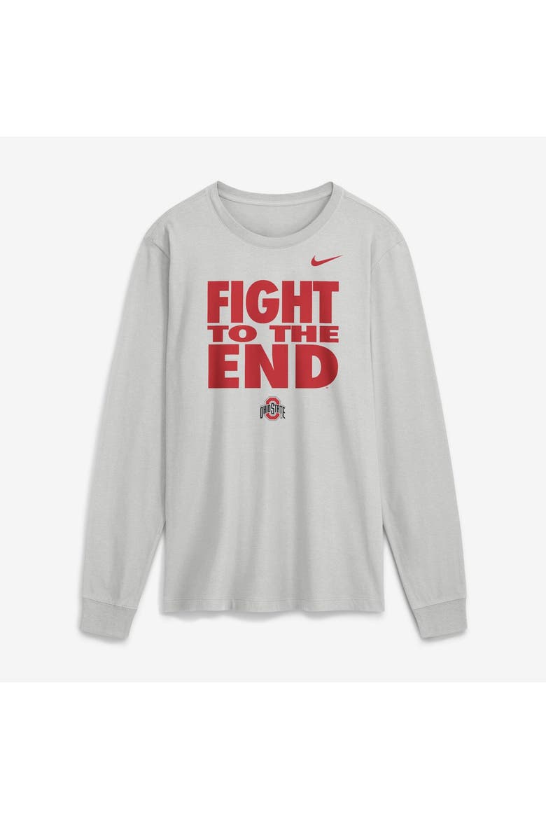 Men's Nike  Gray Ohio State Buckeyes 2026 Sideline Slogan Dri-FIT Long Sleeve T-Shirt, Main, color, Gray
