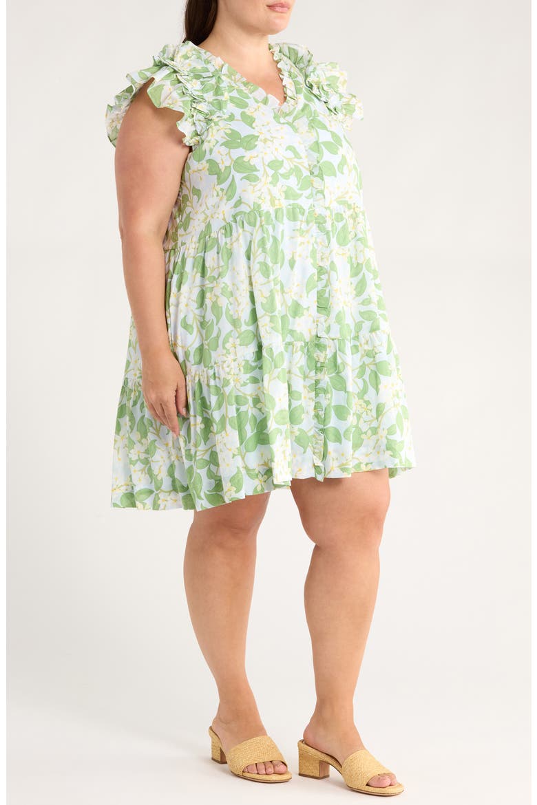 Kiany Floral Marlan Cotton Dress, Alternate, color, LIGHT BLUE/ GREEN