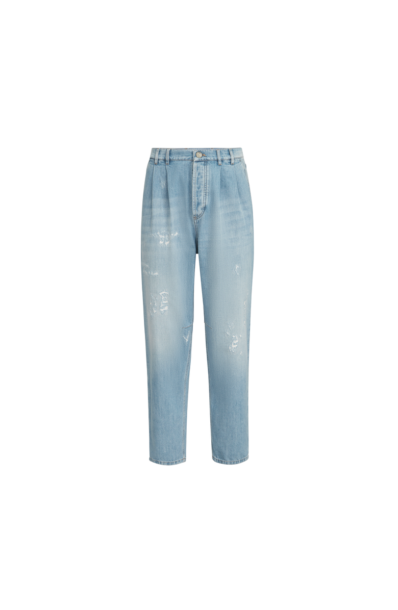 Brunello Cucinelli Denim trousers with rips, Alternate, color, Light Blue Denim