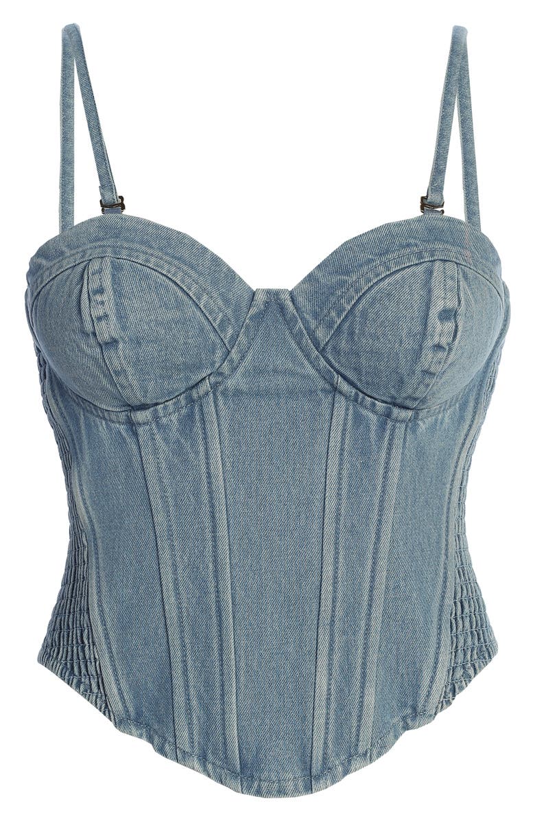 JLUXLABEL Marsella Sweetheart Neck Denim Corset, Alternate, color, 