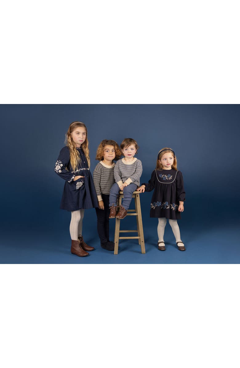 Ely's & Co. Looms Stitch Embroidered Wool Dress, Alternate, color, Navy