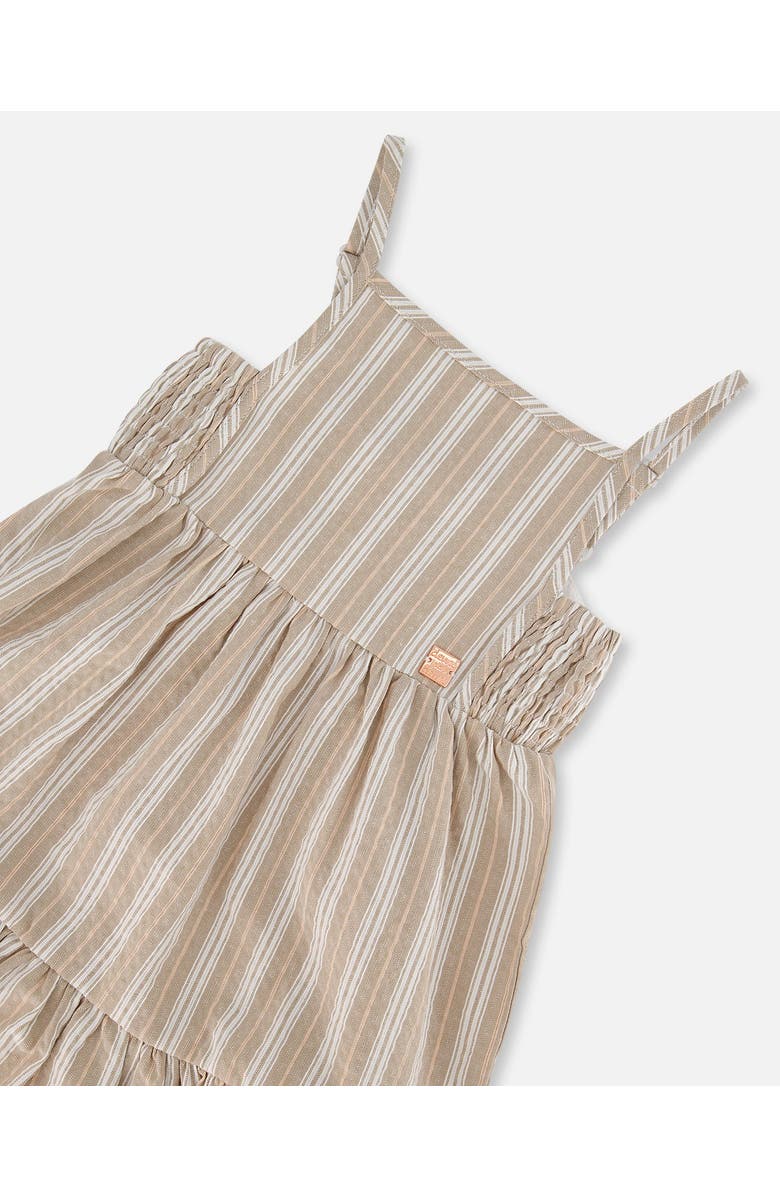 Deux par Deux Little Girl's Sleeveless Linen Dress White And Sage Striped, Alternate, color, White And Sage Striped